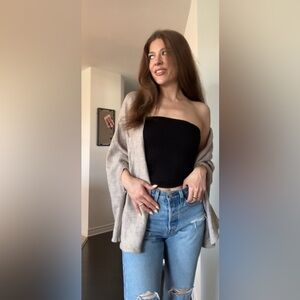 Women's Beige wool blend Shawl Sweater